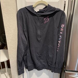 Peloton Black Half-Zip Hoodie with Pink Accent
